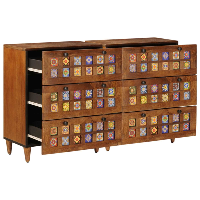 Bufet 2 pcs orzech włoski 60 x 33 x 75 cm Drewno z mango