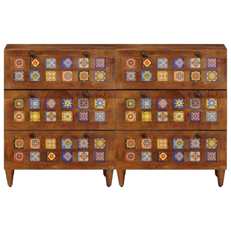 Bufet 2 pcs orzech włoski 60 x 33 x 75 cm Drewno z mango