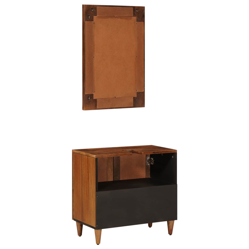 Zestaw mebli łazienkowych 2 pcs orzech włoski Drewno z mango