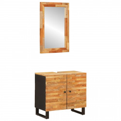 Zestawy łazienkowe z drzwiami 2 pcs Naturalny Drewno z mango