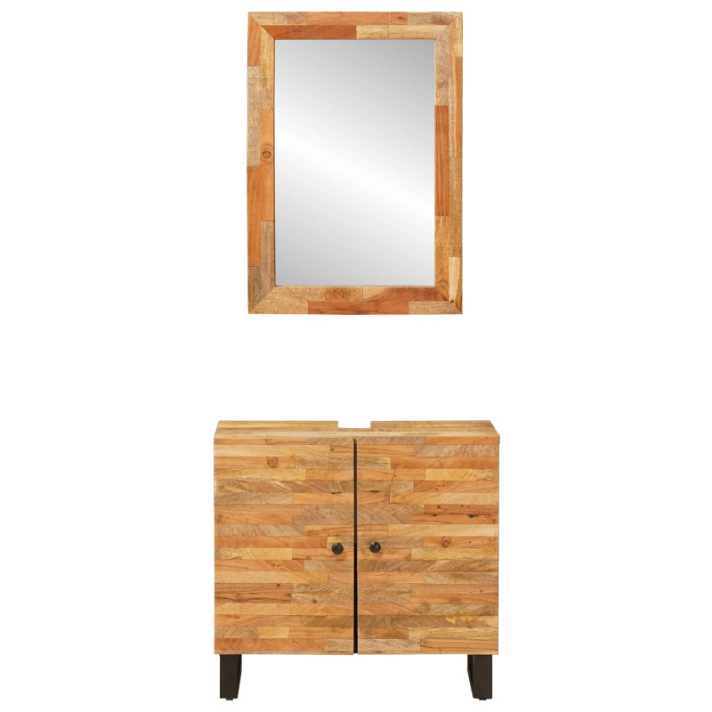 Zestawy łazienkowe z drzwiami 2 pcs Naturalny Drewno z mango