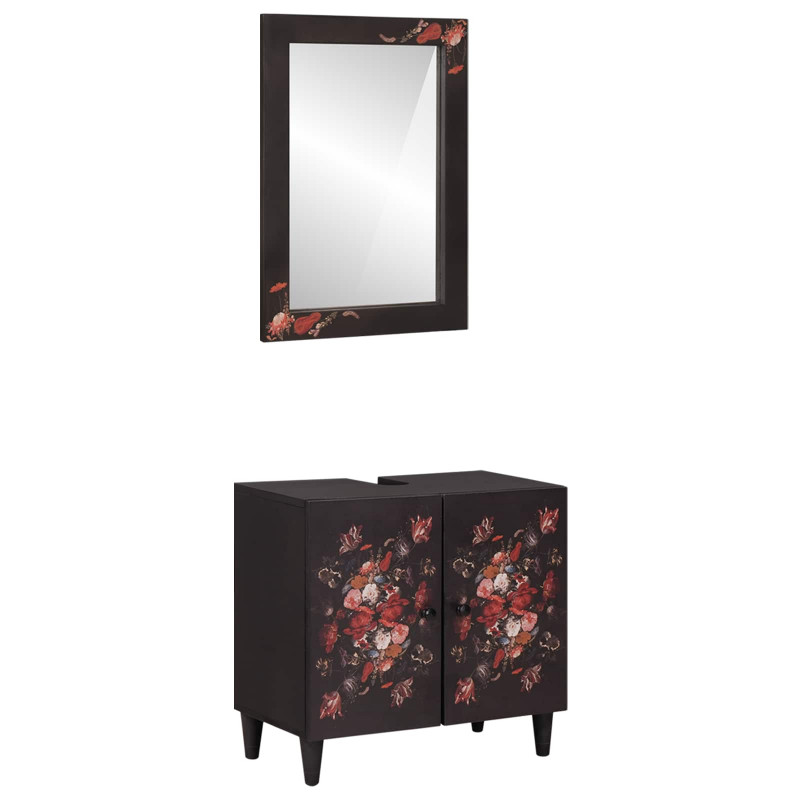 Zestaw Szafek Łazienkowych z drzwiami 2 pcs Drewno z mango