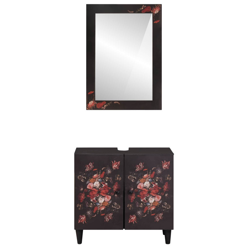 Zestaw Szafek Łazienkowych z drzwiami 2 pcs Drewno z mango