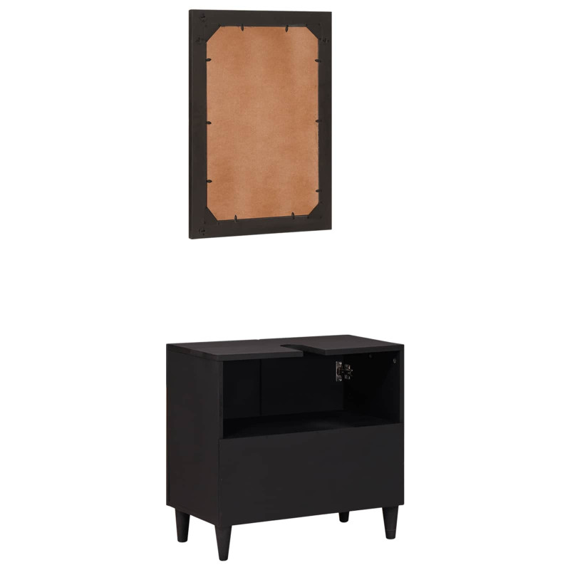 Zestaw Szafek Łazienkowych z drzwiami 2 pcs Drewno z mango