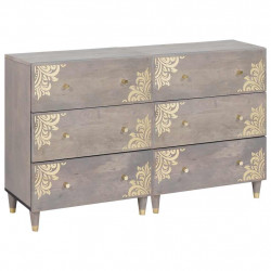 Bufet z szufladą 2 pcs Szary 60 x 33 x 75 cm Drewno z mango