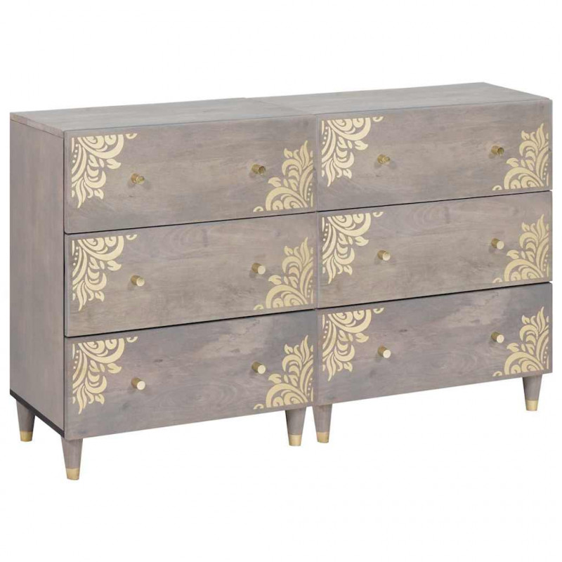 Bufet z szufladą 2 pcs Szary 60 x 33 x 75 cm Drewno z mango