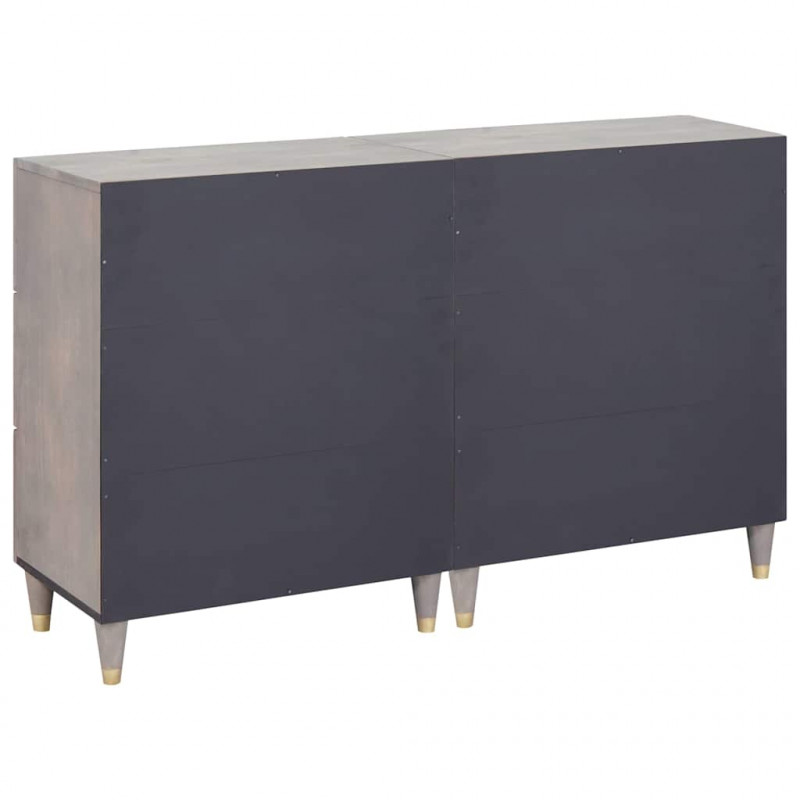 Bufet z szufladą 2 pcs Szary 60 x 33 x 75 cm Drewno z mango