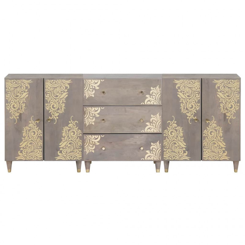 Zestaw Szafek Łazienkowych 3 pcs Szary i złoto 180 x 33 x 75 cm