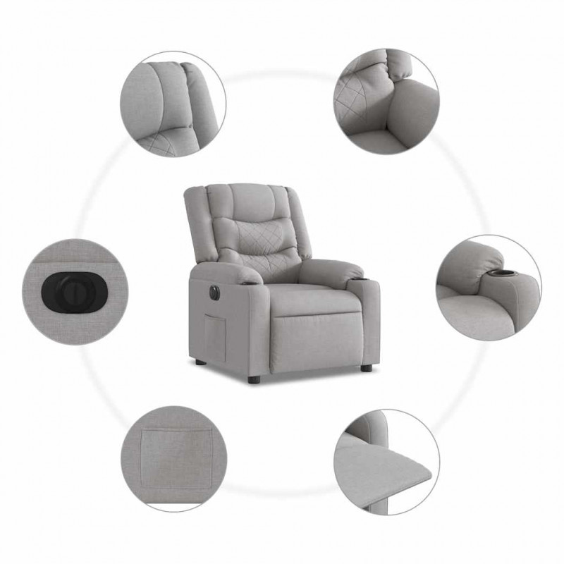 Elektryczny fotel rozkładany Cloud Grey Fabric