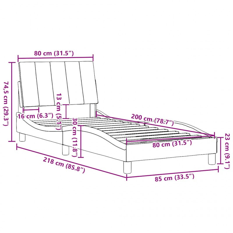Rama łóżka bez materaca Hanko Taupe 80x200 cm Tkanina