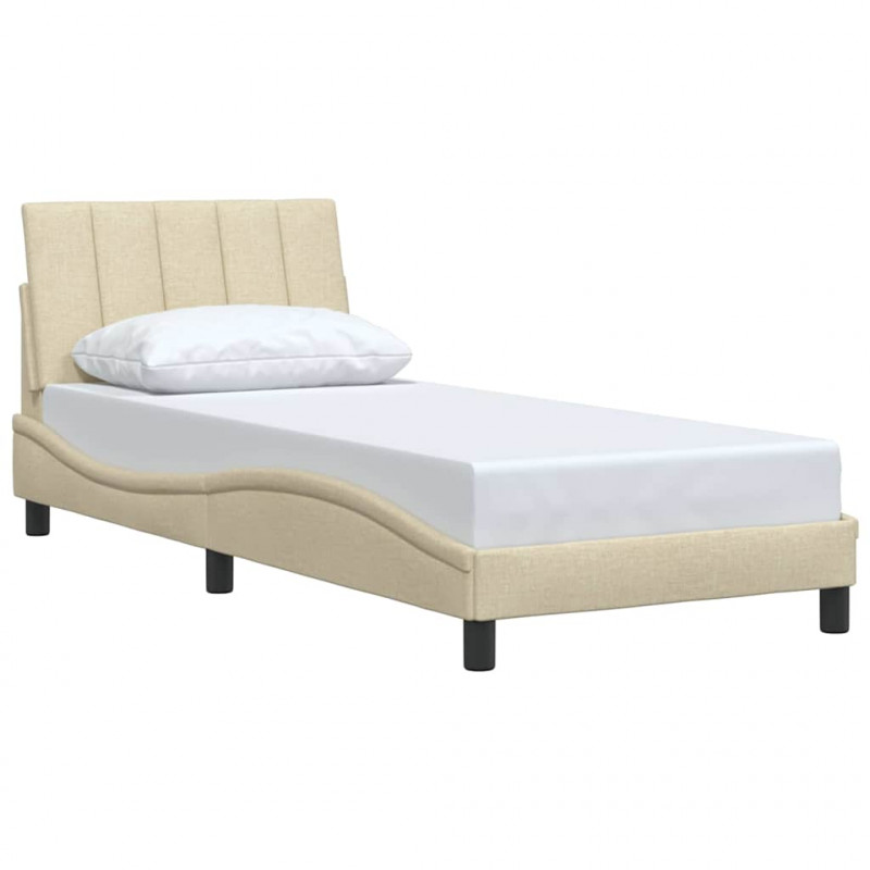 Rama łóżka bez materaca Hanko Kremowa 90x190 cm Tkanina