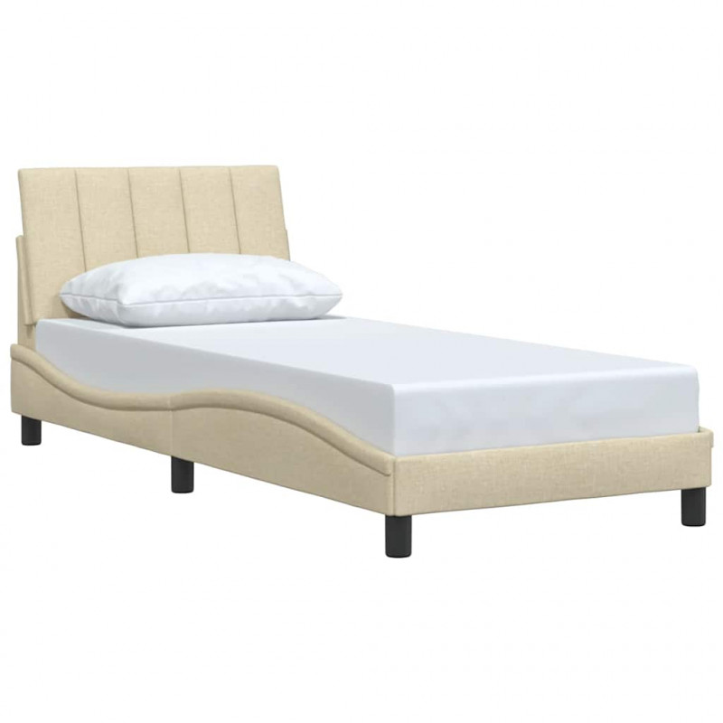 Rama łóżka bez materaca Hanko Kremowa 90x200 cm Tkanina