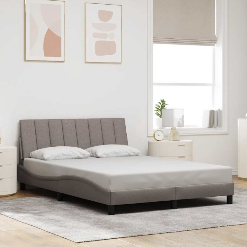 Rama łóżka bez materaca, Hanko, taupe, 140x200 cm, obita tkaniną