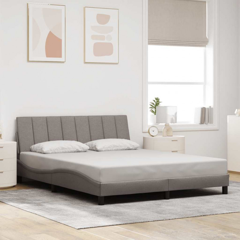 Rama łóżka bez materaca, Hanko, taupe, 160x200 cm, obita tkaniną