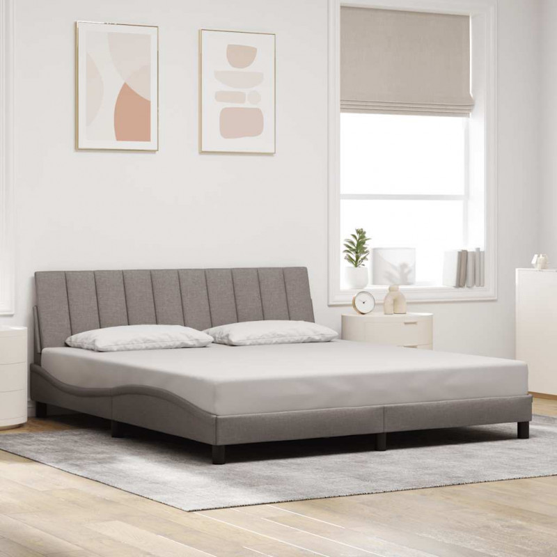 Rama łóżka bez materaca, Hanko, taupe, 180x200 cm, obita tkaniną