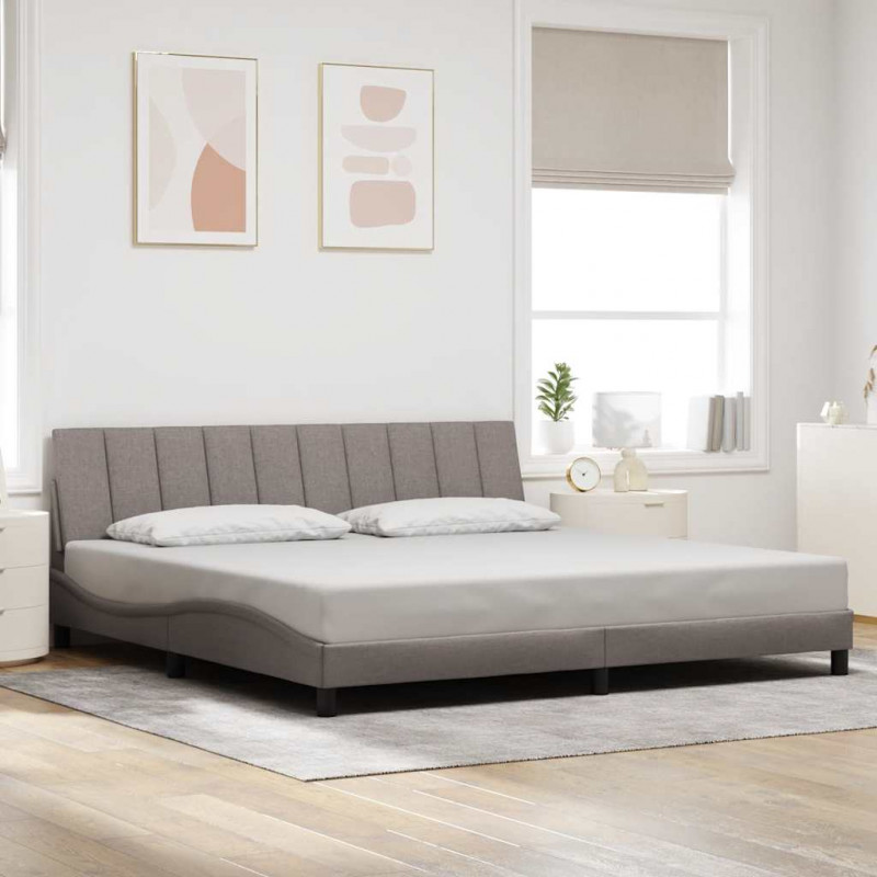 Rama łóżka bez materaca, Hanko, taupe, 200x200 cm, obita tkaniną
