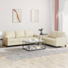 2-osobowa sofa z poduszkami, kremowa, sztuczna skóra