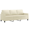 2-osobowa sofa z poduszkami, kremowa, sztuczna skóra