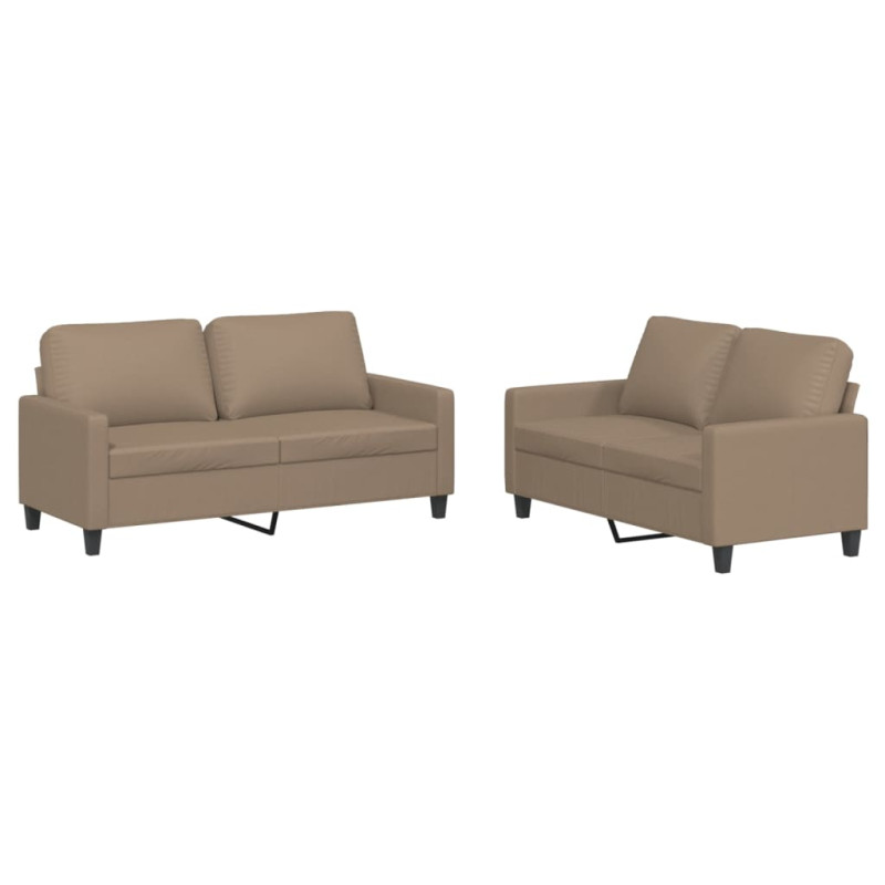 2-osobowa sofa z poduszkami, cappuccino, sztuczna skóra