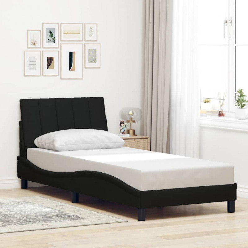 Rama łóżka bez materaca Hanko Czarna 90x190 cm Tkanina