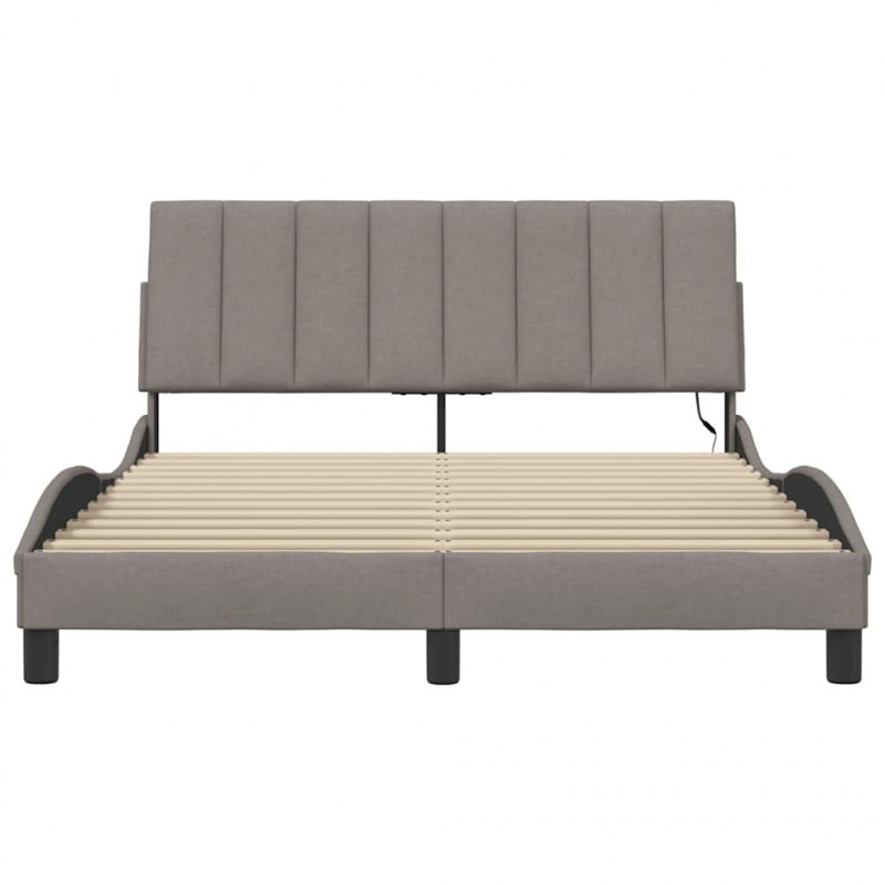 Rama łóżka bez materaca, Hanko, taupe, 140x190 cm, obita tkaniną