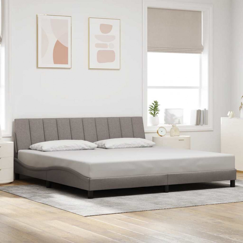 Rama łóżka bez materaca, Hanko, taupe, 200x200 cm, obita tkaniną