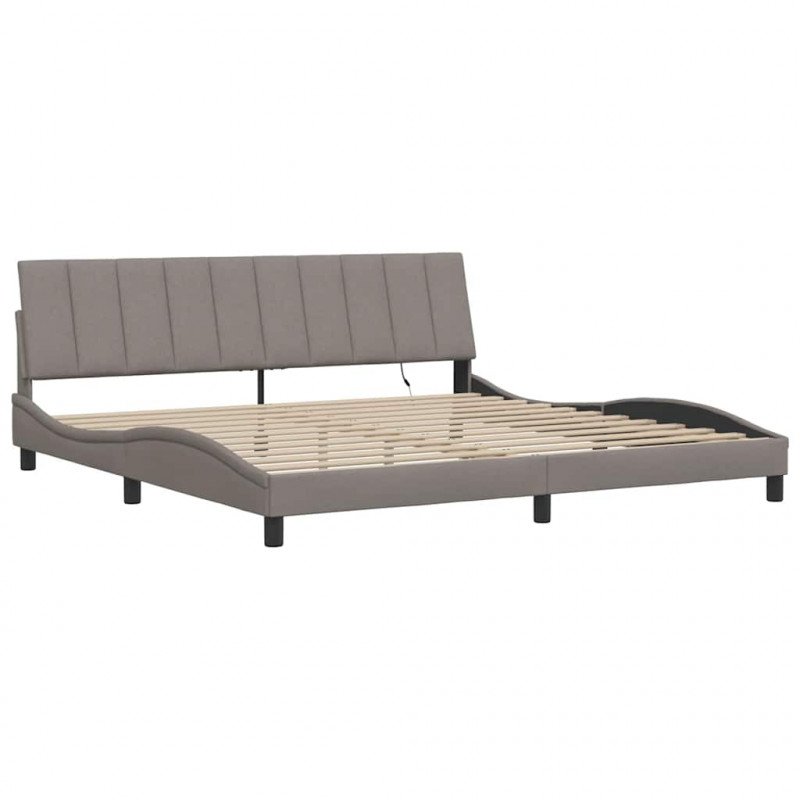Rama łóżka bez materaca, Hanko, taupe, 200x200 cm, obita tkaniną