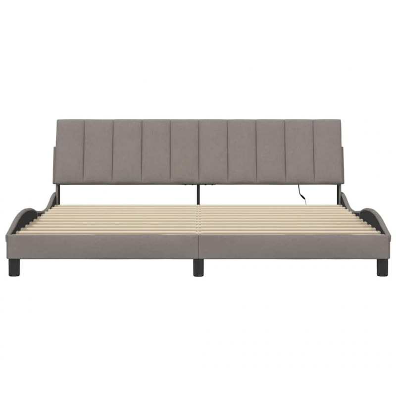 Rama łóżka bez materaca, Hanko, taupe, 200x200 cm, obita tkaniną
