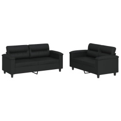 2-osobowa sofa z poduszkami, czarna, sztuczna skóra