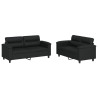 2-osobowa sofa z poduszkami, czarna, sztuczna skóra