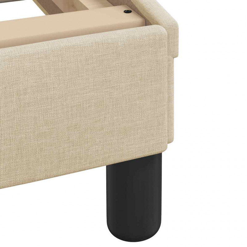 Łóżko z materacem, Hanko, kremowe, 90x200 cm, obite tkaniną