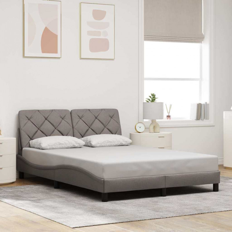 Rama łóżka bez materaca, taupe, 120x200 cm, obita tkaniną