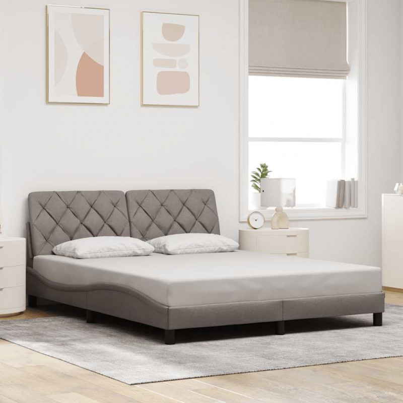 Rama łóżka bez materaca, taupe, 160x200 cm, obita tkaniną