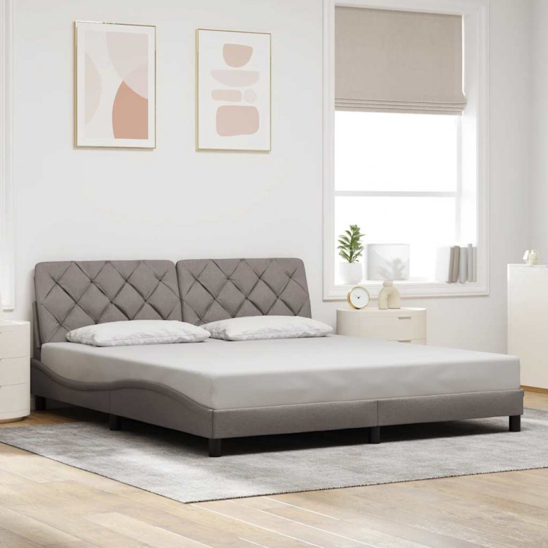 Rama łóżka bez materaca, taupe, 180x200 cm, obita tkaniną