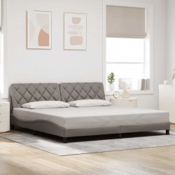 Rama łóżka bez materaca, taupe, 200x200 cm, obita tkaniną