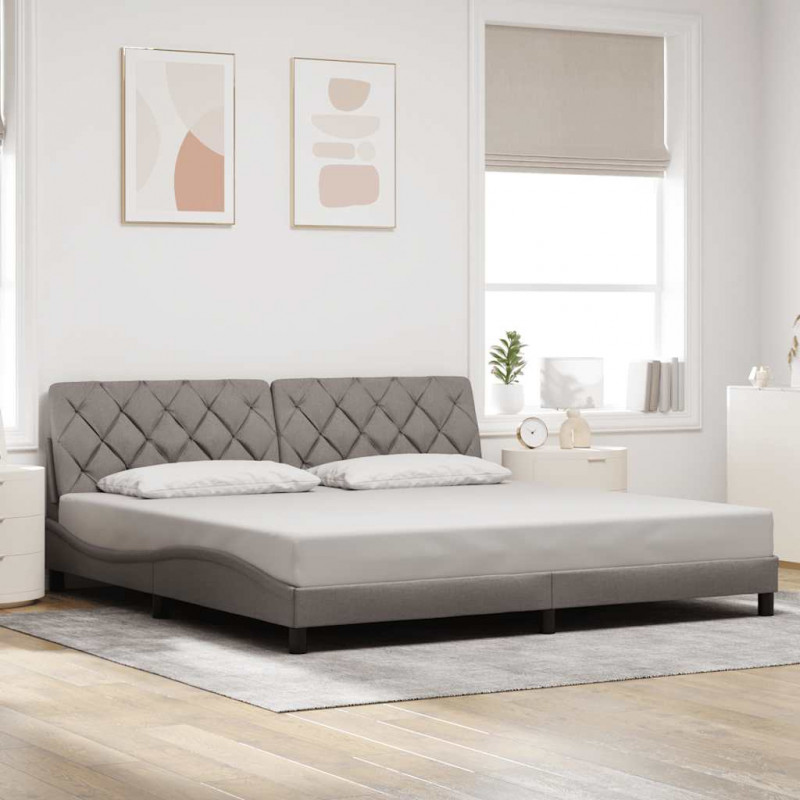 Rama łóżka bez materaca, taupe, 200x200 cm, obita tkaniną