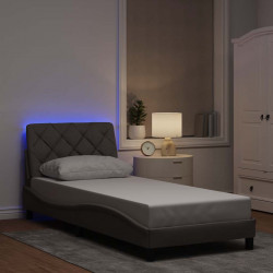 Rama łóżka z LED bez materaca Taupe 80x200 cm Tkanina