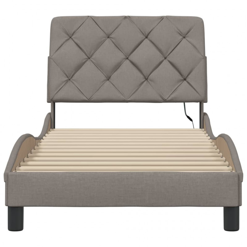 Rama łóżka z LED bez materaca Taupe 80x200 cm Tkanina