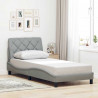 Rama łóżka z LED bez materaca Jasnoszary 90x190 cm tkanina