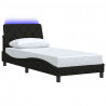 Rama łóżka z LED bez materaca Czarna 90x190 cm Tkanina