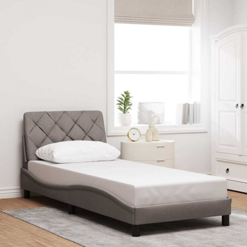 Rama łóżka z LED bez materaca Taupe 90x190 cm Tkanina