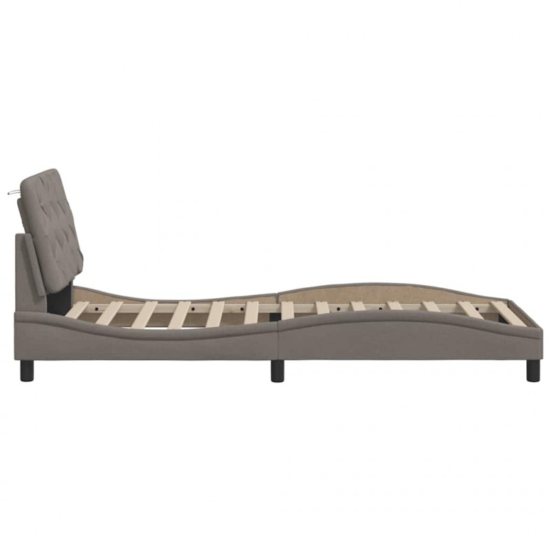 Rama łóżka z LED bez materaca Taupe 90x190 cm Tkanina