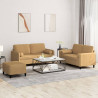 3-cz. komplet wypoczynkowy z poduszkami, brązowy, aksamit