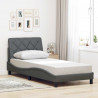 Rama łóżka z LED bez materaca Ciemnoszara 90x200 cm Tkanina