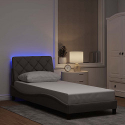 Rama łóżka z LED bez materaca Taupe 90x200 cm Tkanina