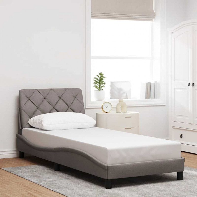Rama łóżka z LED bez materaca Taupe 90x200 cm Tkanina
