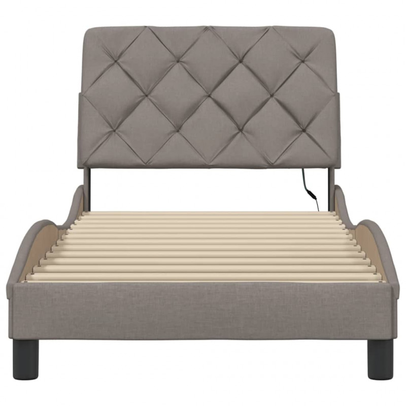 Rama łóżka z LED bez materaca Taupe 90x200 cm Tkanina