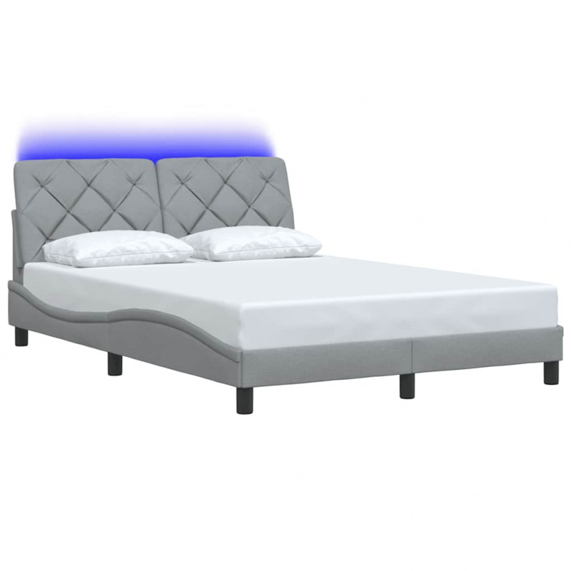 Rama łóżka z LED bez materaca Jasnoszary 120x200 cm Tkanina
