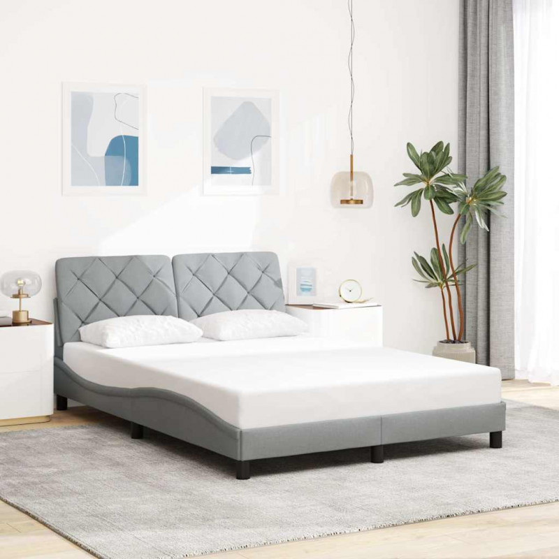 Rama łóżka z LED bez materaca Jasnoszary 120x200 cm Tkanina