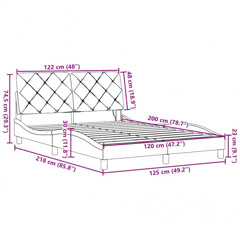 Rama łóżka z LED bez materaca Jasnoszary 120x200 cm Tkanina